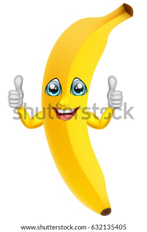 Cartoon banana giving thumbs up. Vector illustration