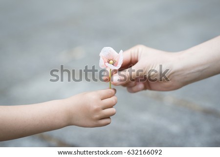 Parents hand over poppy flowers