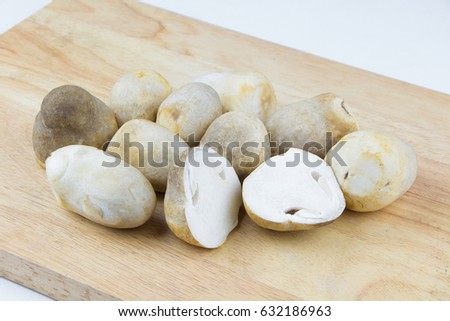 mushroom on chopping board