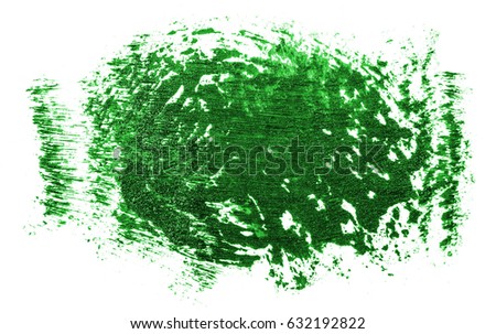 Stain of oil green paint on white background