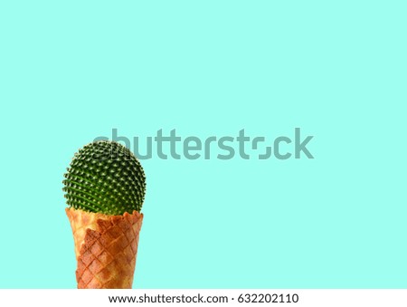 cactus ice cream blue background
