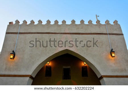 entrance of old mosque in historical village Jeddah, Saudi arabia