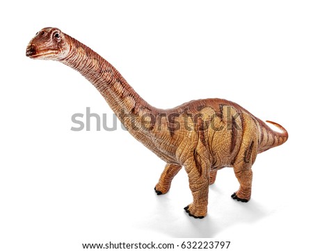 Apatosaurus dinosaurs toy isolated on white background with clipping path. Late Jurassic period.
