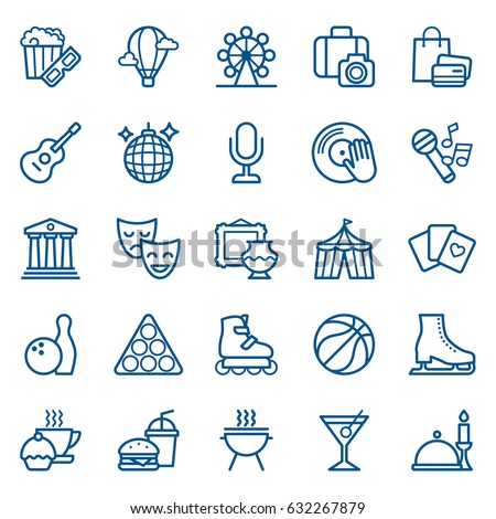 Set of shopping and entertainment icons. Vector illustration Royalty-Free Stock Photo #632267879