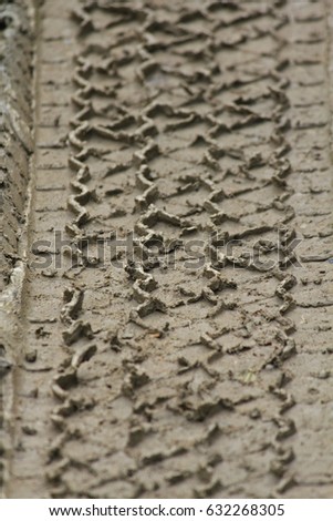 Tire's tracks print in Soil
