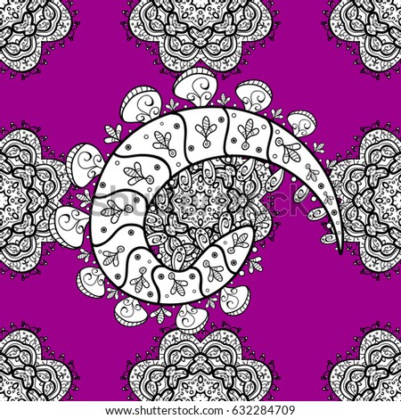 White pattern on magenta background with white elements. Traditional orient ornament. Seamless classic vector white pattern. Classic vintage background.