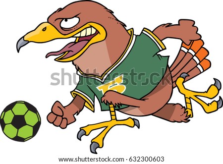 cartoon hawk playing soccer