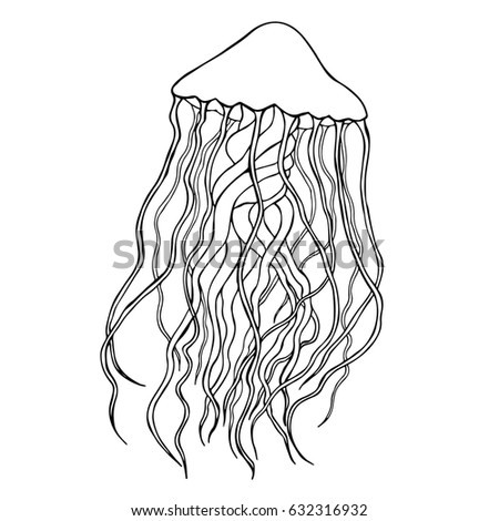 Jellyfish vector illustration. Seamless jellyfish texture. Doodle style. Isolated on white background. Hand draw. Cloth, print, design, icon,logo,poster,paper,card, cloth, wrapping, wallpaper. Eps10 
