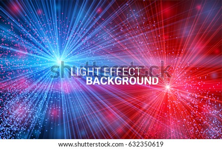 Explosion concept. Collision of two forces with red and blue light. Effect Realistic Design Elements. Vector Illustration Modern Background.