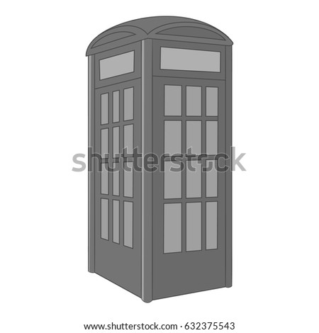 Telephone box icon in monochrome style isolated on white background vector illustration