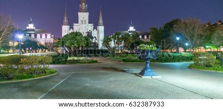 Jackson Square at night, New Orleans.