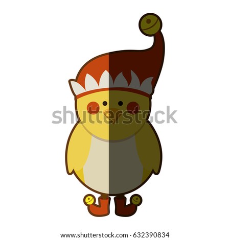 silhouette of chicken with boots and christmas hat with half shadow vector illustration