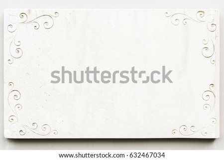 White marble classic blank nameplate with empty space for text. Vintage background with copyspace for address, name, text