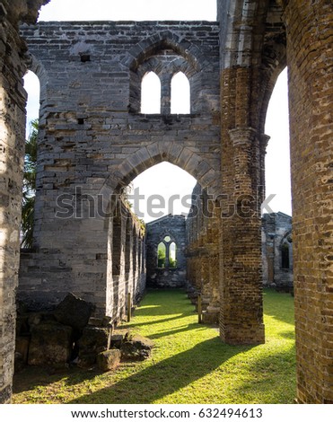 Inside view of the unfinished church of St. George's, Bermuda.