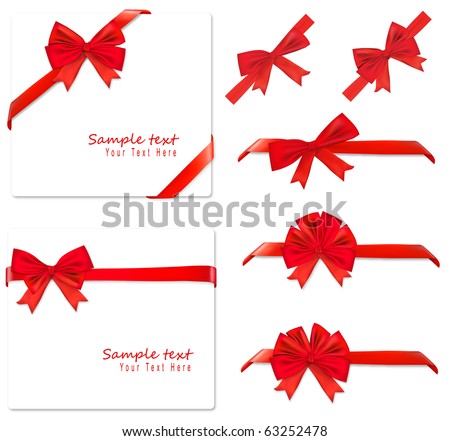 Collection of red bows. Vector.