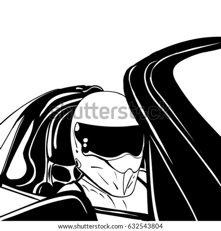 ink sketch racer in a helmet illustration