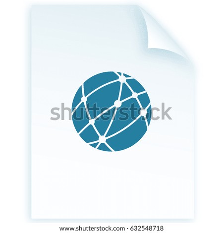 Flat paper cut style icon of globe. Vector illustration