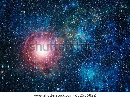 nebula and stars. Glowing nebula is the remnant of a supernova explosion
