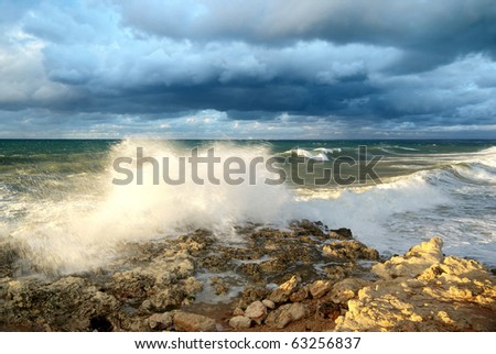 Storm on the sea. Nature composition.