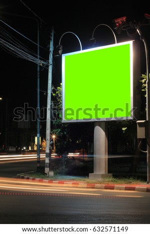 Blank billboard at night time for advertisement city street night light