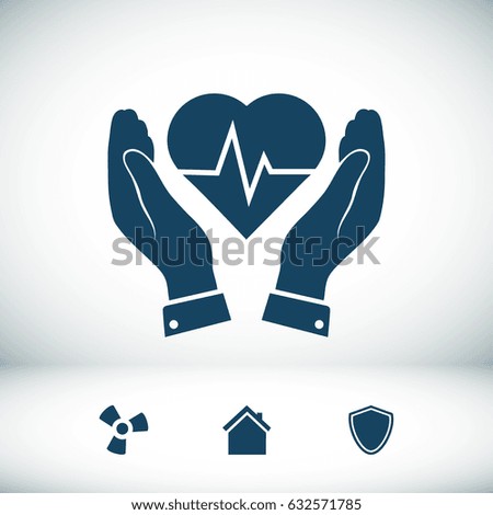 heart and hand icon, vector best flat icon, EPS