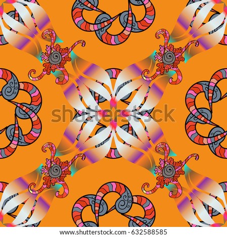 Colored round floral mandala on a yellow background. For textile, invitations, banners and other. Vector illustration.
