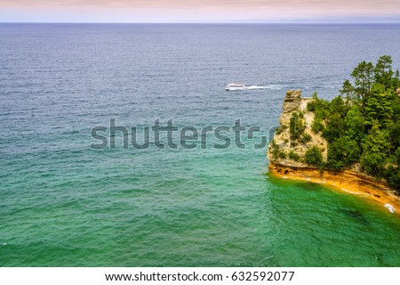Miners Castle rock formation in Pictured Rocks National Lakeshore on Upper Peninsula, Michigan