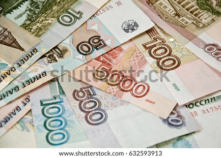 various russian money banknotes background