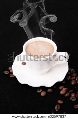 A cup of coffee in a single background