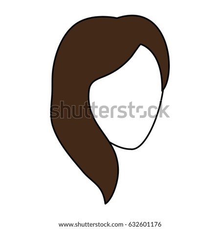 color silhouette image faceless front view woman with side hairstyle