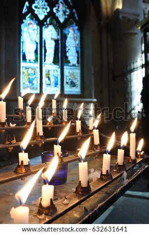 Candle light in the church, Easter Day