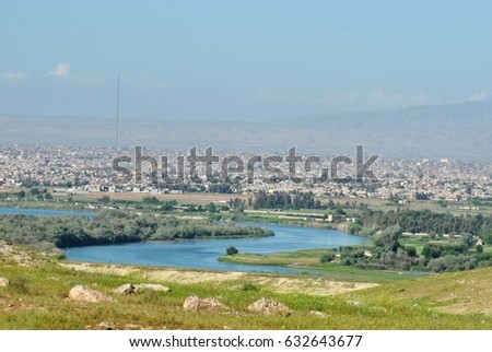 Tigris river in Iraq. Royalty-Free Stock Photo #632643677