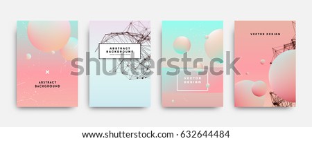 Fluid shapes poster covers set with modern hipster and memphis background colors. Vector templates for placards, banners, flyers, presentations and reports. Royalty-Free Stock Photo #632644484