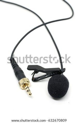 lavalier microphone gold jack in white background isolate