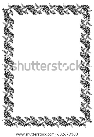 Black and white abstract vertical frame. Copy space. Raster clip art.