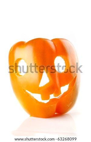orange bell pepper isolated over white background