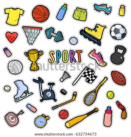 Sport icons. Hand drawn sport doodle set.