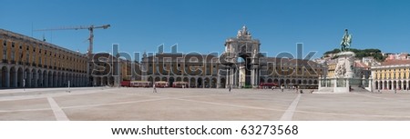 panoramic picture of Commerce Square also known as Terreiro do Paco in Lisbon, Portugal