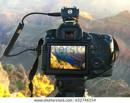 Camera Equipment in use at Sunrise at Grand Canyon Mather Point, Arizona