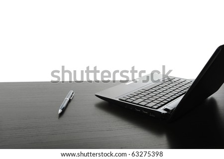 Open black laptop computer. Isolated on white background