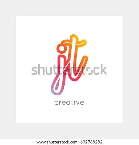 JT logo, vector. Useful as branding, app icon, alphabet combination, clip-art.