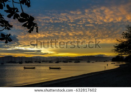 Sunset at a fishermen's village in Florianopolis, Brazil