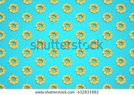 Seamless pattern yellow donuts on blue sky for your design