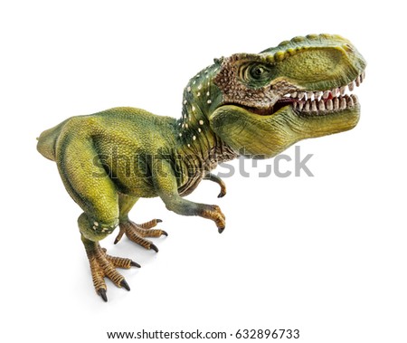 Tyrannosaurus, side view, dinosaurs toy isolated on white background with clipping path.