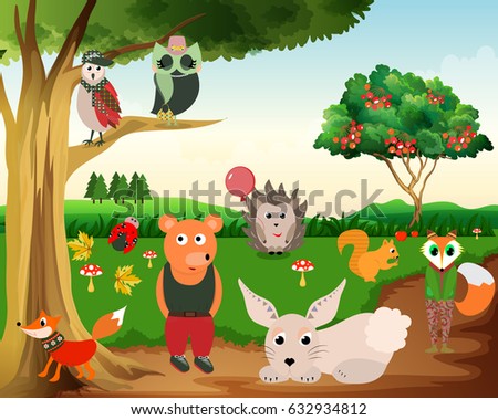 Woodland Animals Clip art  Character Vector animals Illustration