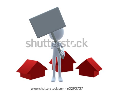 3D real estate guy on a white background