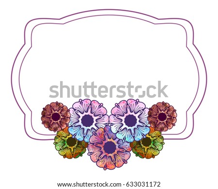 Color frames with abstract flowers. Design element for advertisements, flyer, web, wedding, invitations and greeting cards. Vector clip art.