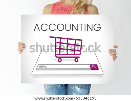 Woman holding network graphic overlay billboard
