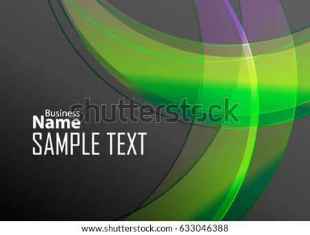 Green abstract template for card or banner. Metal Background with waves and reflections. Business background, silver, illustration. Illustration of abstract background with a metallic element