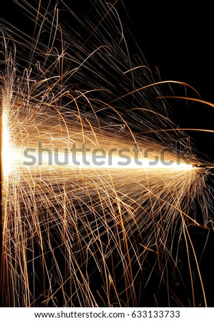 Sparks while cutting steel